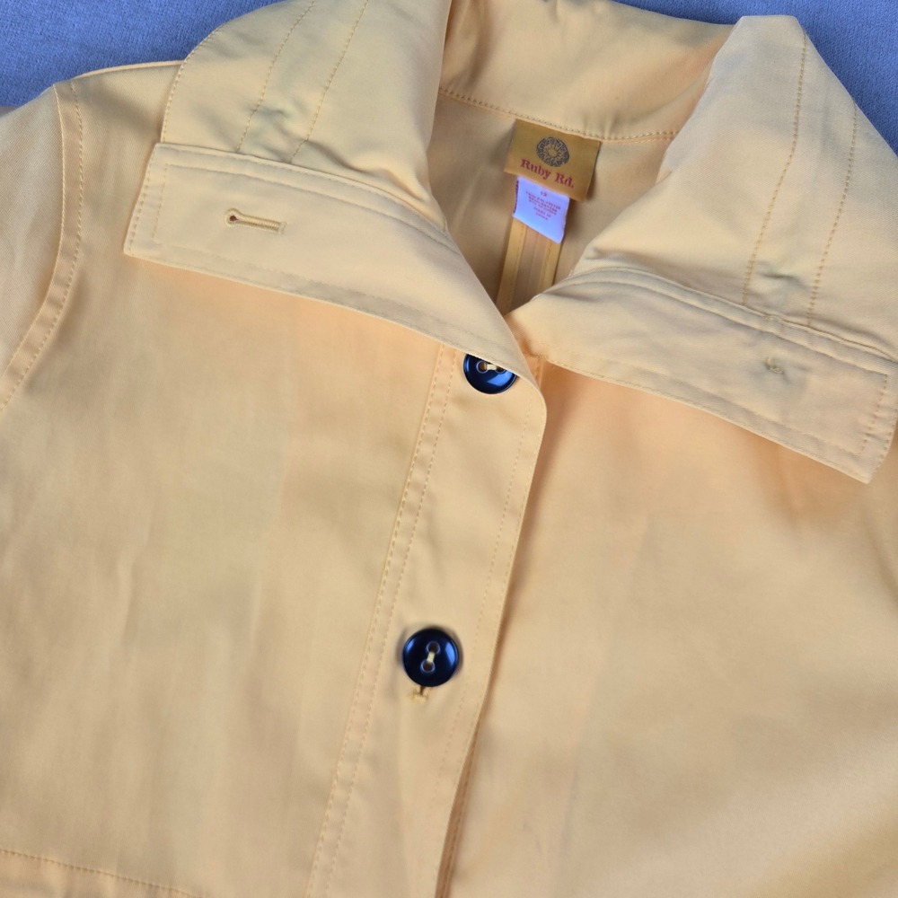 Ruby Rd Womens Yellow Utility Jacket 12 Button Front Drawstring Waist 3/4 Slv - Picture 6 of 9